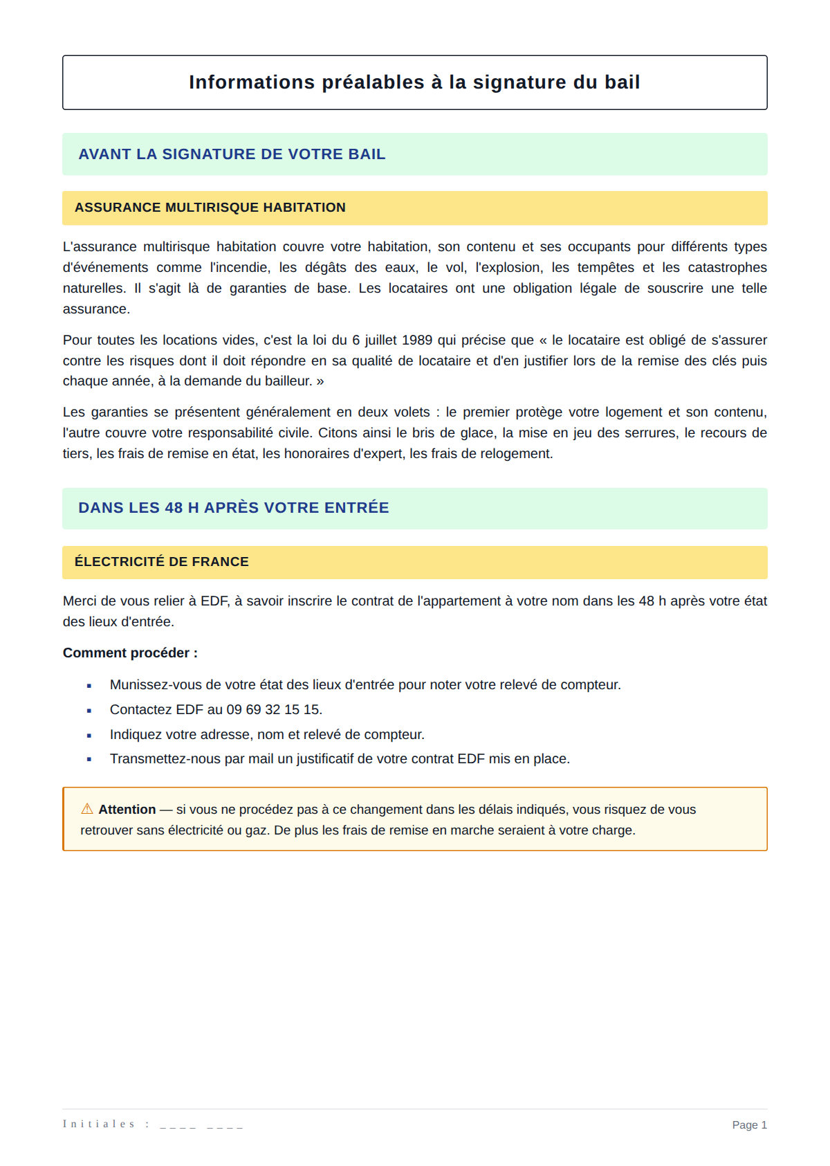 Aperçu du modèle Notice + Bail complet